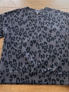 The Limited Gray Crewneck Sweatshirt with Black Leopard Spots